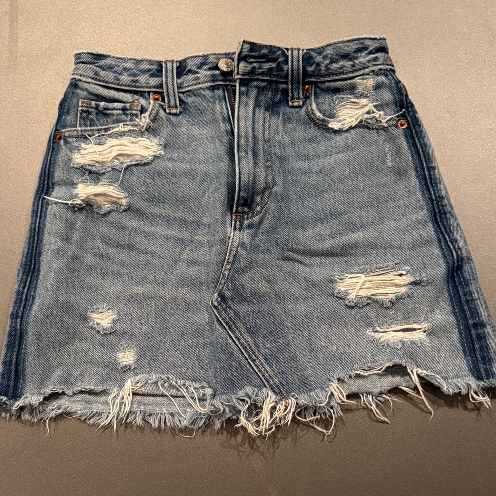 Abercrombie & Fitch Ripped Blue Mini Skirt